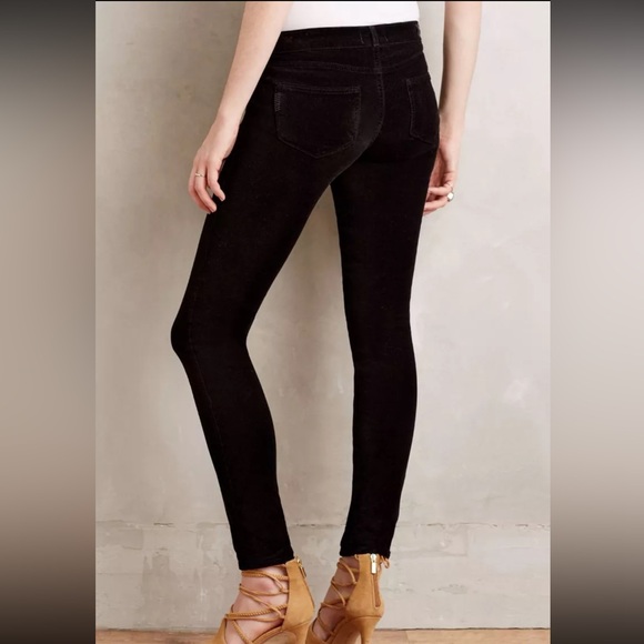 PAIGE VERDUGO ULTRA SKINNY BLACK OVERDYE VELVET JEANS 24 - Picture 2 of 7